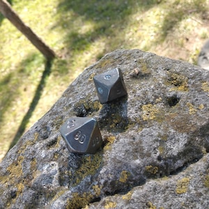 Set of 2 titanium dice, titanium dice, d00 dice, d10 dice, board games, DnD dice, tabletop gaming, dice games, Forged dices, handmade dice