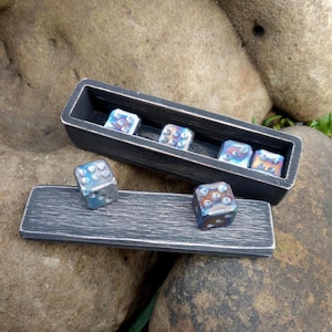 Dnd dice titanium,set of 6 titanium dices with wooden box, d6 dice,board games,titanium dices,tabletop gaming,hand forged dice,handmade dice