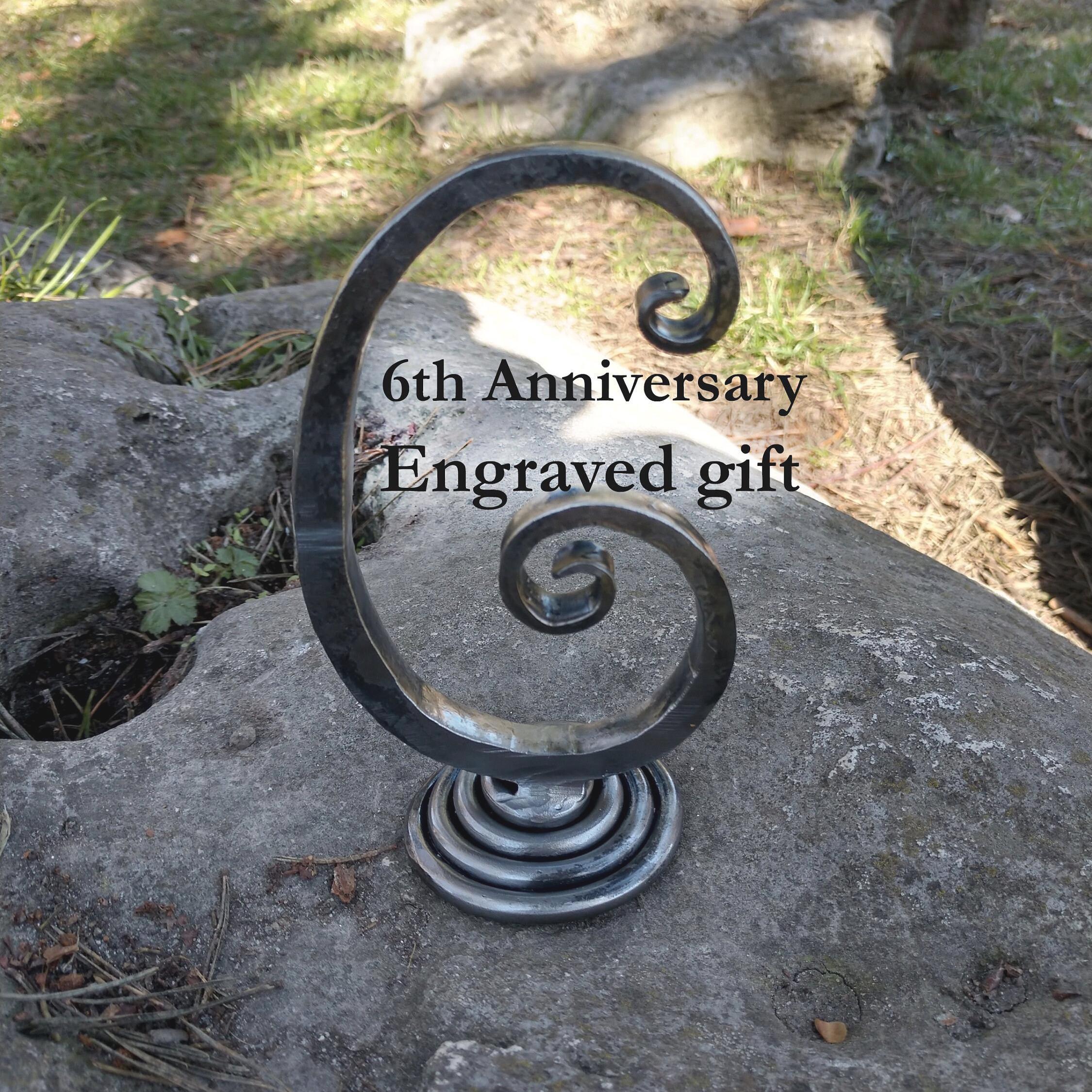 6th anniversary gift, iron number six, iron anniversary gifts, gift for couple, handmade, personalized gift, engraved gift, 6 year gifts