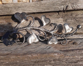 Hand Forged Heart Wall Hook Stand, Iron Key Hanger