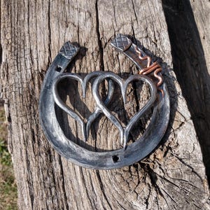 Iron anniversary gifts, iron gifts, iron horseshoe with hearts, handmade horseshoe, 6 year gifts, wedding anniversary, 6th anniversary gift