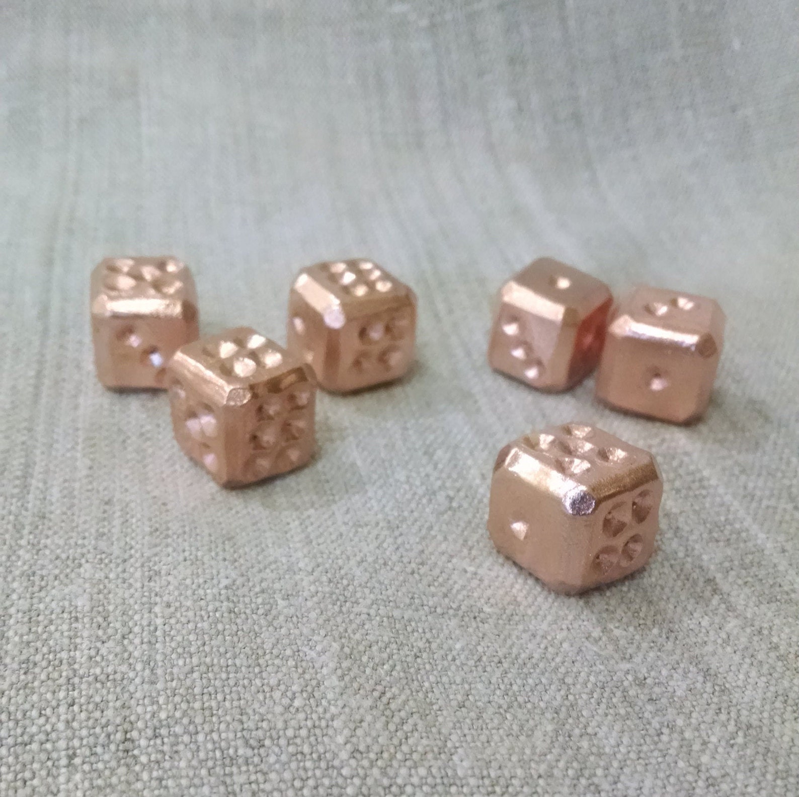 Set of 6 dices copper dices copper anniversary dice games Etsy