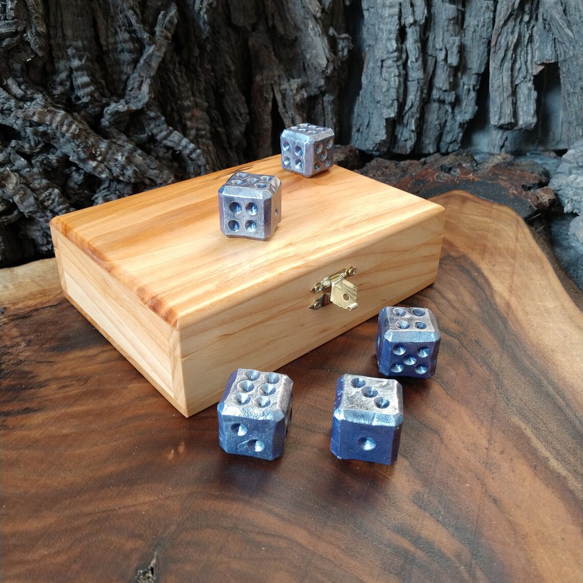 Dices Iron Dices Set of 5 Dices With Box Dice Games Etsy UK