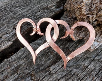 Geschmiedete Kupferherzen, personalisiertes Geschenk zum 7