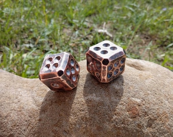Handmade Copper D6 Dice Set, Tabletop Gaming, 7th Anniversary