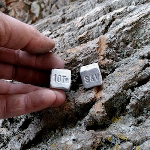 10 year anniversary gift, 10th anniversary gift, set of 2 aluminum dice, tin anniversary, d6 dice, tabletop gaming, dice games,handmade dice