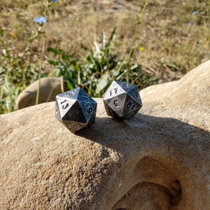 d20 iron dice,set of 2 d20 iron dices,tabletop gaming,board game,Forged dices,metal dice set for D&D,iron gift,20th years gift,handmade dice
