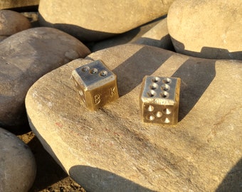 Set of 2 bronze dice, d6 dice, board games, tabletop gaming, dice games, bronze anniversary, Forged dices, 19 years, 8 years, gift for him