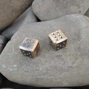 Set of 2 bronze dice, d6 dice, board games, tabletop gaming, dice games, bronze anniversary, Forged dices, 19 years, 8 years, gift for him image 7