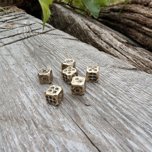 Bronze dices, d6 dices, set of 6 dices, dice games, tabletop gaming, board games,bronze gift,bronze anniversary,8 years anniversary, for him image 4