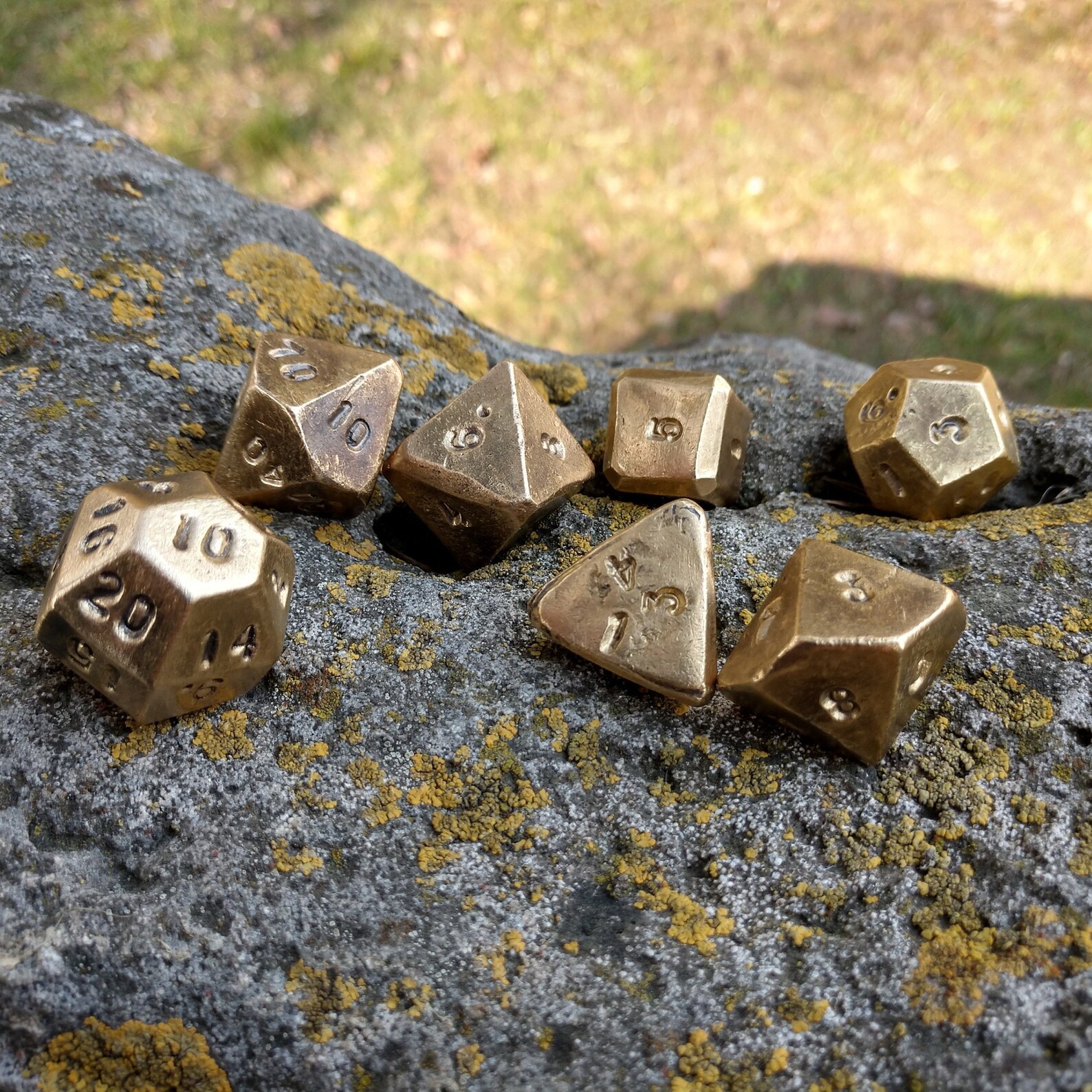 Hand bronze dice set of 7 dices d4 d6 d8 d10 d12 Etsy
