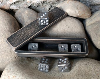 Iron dices, dnd dice, set of 6 dices with box, dice games, iron gift, tabletop gaming, personalized gift, handmade dice,6th anniversary gift