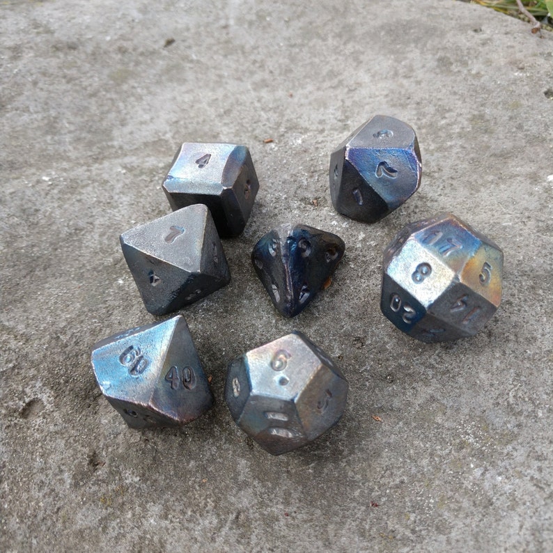 Hand Titanium Dice Set of 7 Dices D4 D6 D8 D10 Etsy