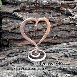 Copper gifts, forged copper heart, handmade gift, personalized gift, 7th anniversary gift, 7 year gifts, love sign, copper anniversary gifts