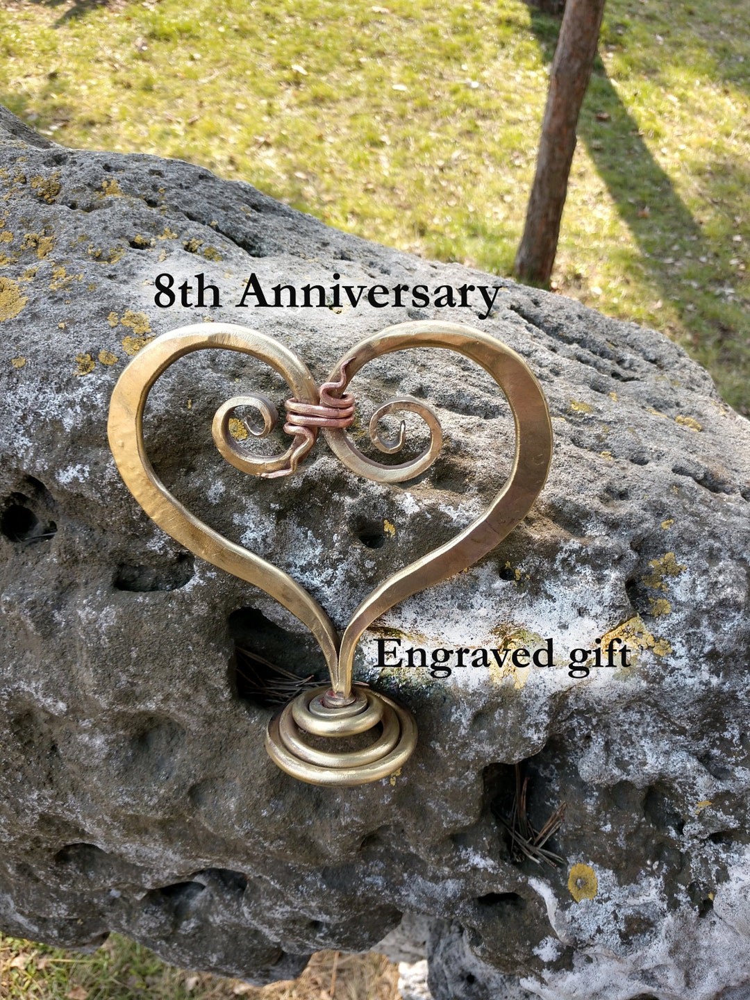 Bronze Heart, 8th Anniversary Gift, Bronze Anniversary Gifts
