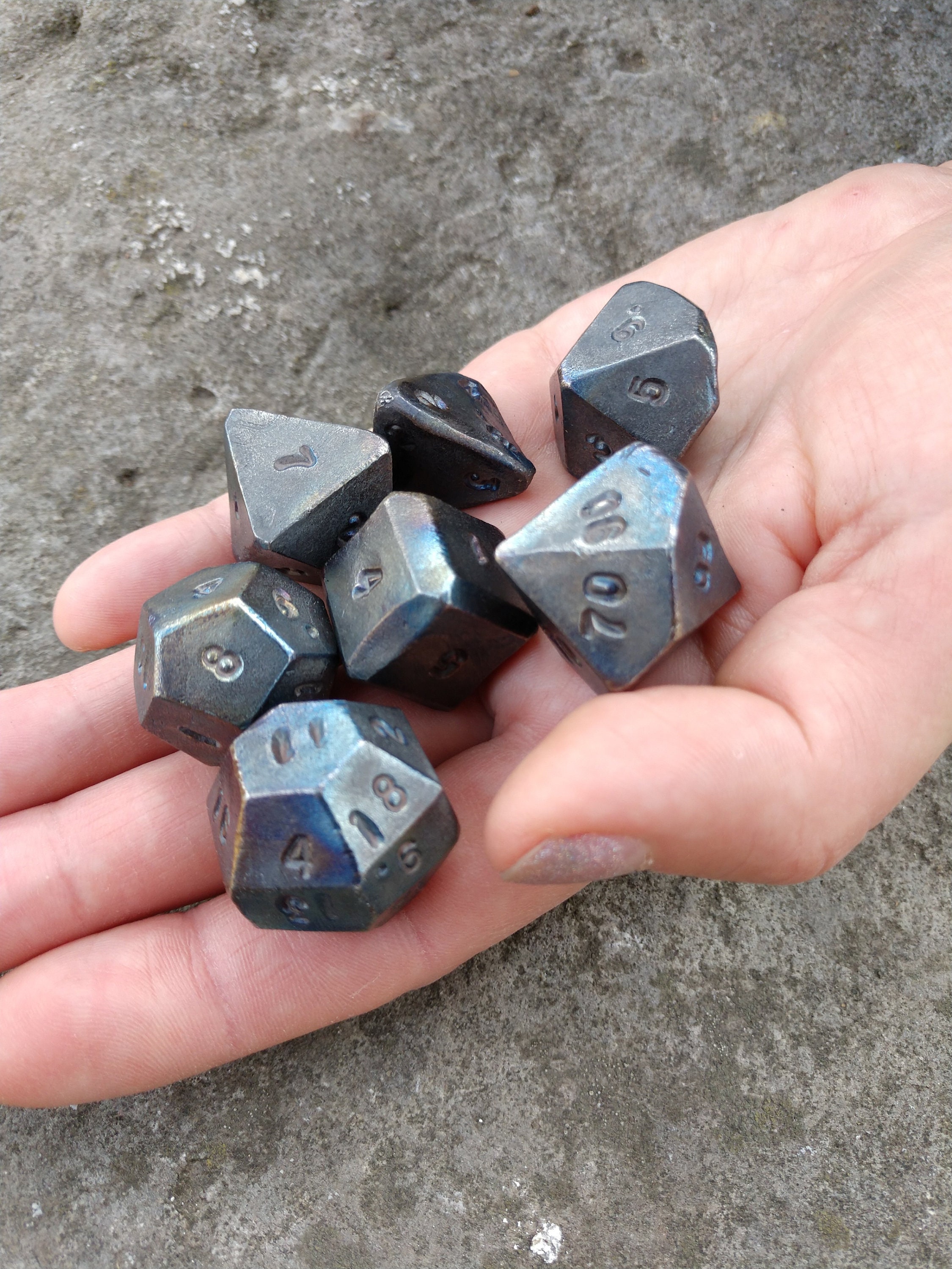 Hand Titanium Dice Set of 7 Dices D4 D6 D8 D10 Etsy UK