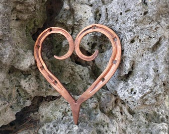 Handgefertigtes Kupferherz, Geschenk zum 7. Jahrestag, personalisierte Gravur