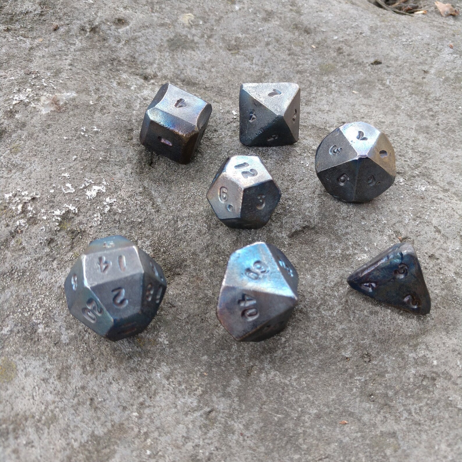 Hand Titanium Dice Set of 7 Dices D4 D6 D8 D10 Etsy
