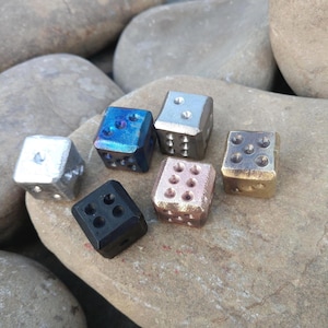 Handmade dices, d6 dice, set of 6 dice, dice games, iron dice, bronze dice, copper dice, aluminum dice, titanium dice, stainless steel dice