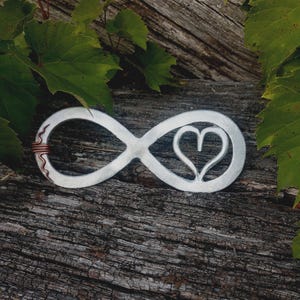 Aluminum infinity,10 year anniversary gift, tin anniversary gift,ten year anniversary, personalized gift,engraved tin gift,handmade infinity