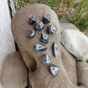 DnD dice, set of 10 dices, d2,d4,d6,d8,d10,d12,d14,d16,d18,d20, metal dice, iron dice, board games, handmade dice, iron anniversary gift