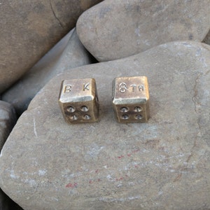 Set of 2 bronze dice, d6 dice, board games, tabletop gaming, dice games, bronze anniversary, Forged dices, 19 years, 8 years, gift for him image 5