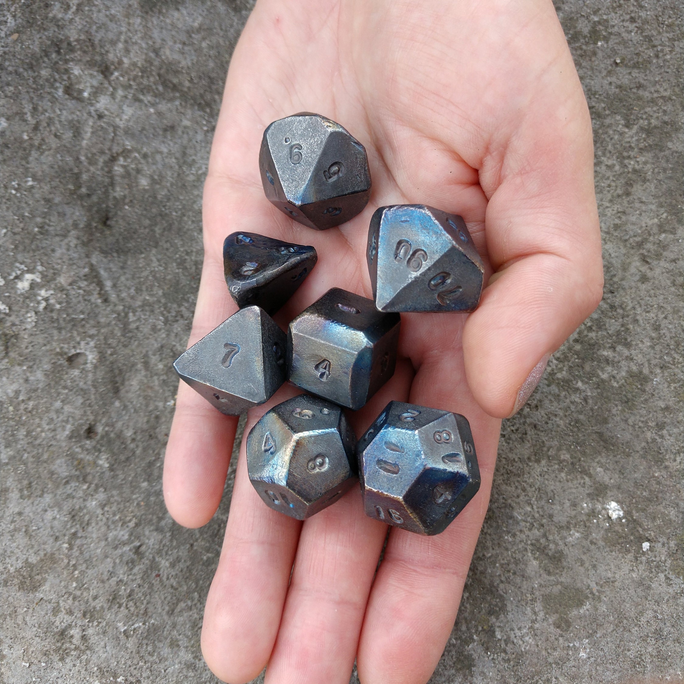Hand Titanium Dice Set of 7 Dices D4 D6 D8 D10 Etsy UK