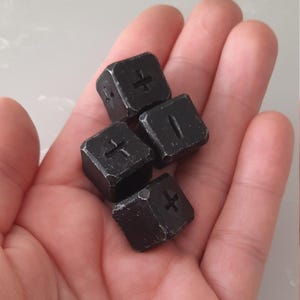 Iron dice d6 - Plus Minus, Set of 4 d6 dice plus minus (symbols -, +, and blank),iron gift, gift handmade dice, 6th anniversary,6 year gifts