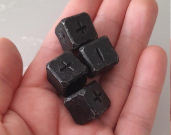 Handmade Iron Dice Set – Plus, Minus, Blank – 6th Anniversary Gift