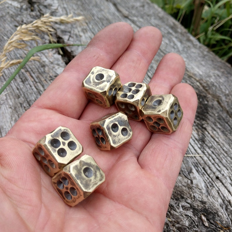 Bronze dices, d6 dices, set of 6 dices, dice games, tabletop gaming, board games,bronze gift,bronze anniversary,8 years anniversary, for him image 5