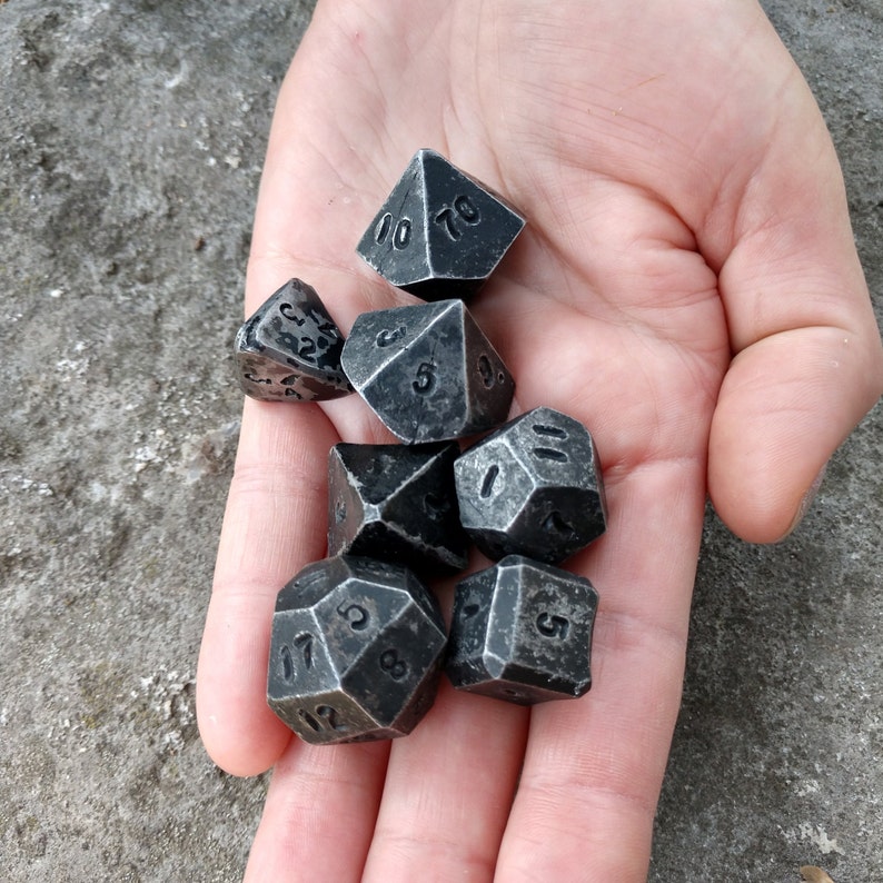 Iron Dice Set of 7 Dices D4 D6 D8 D10 D12 D20 D00 Etsy