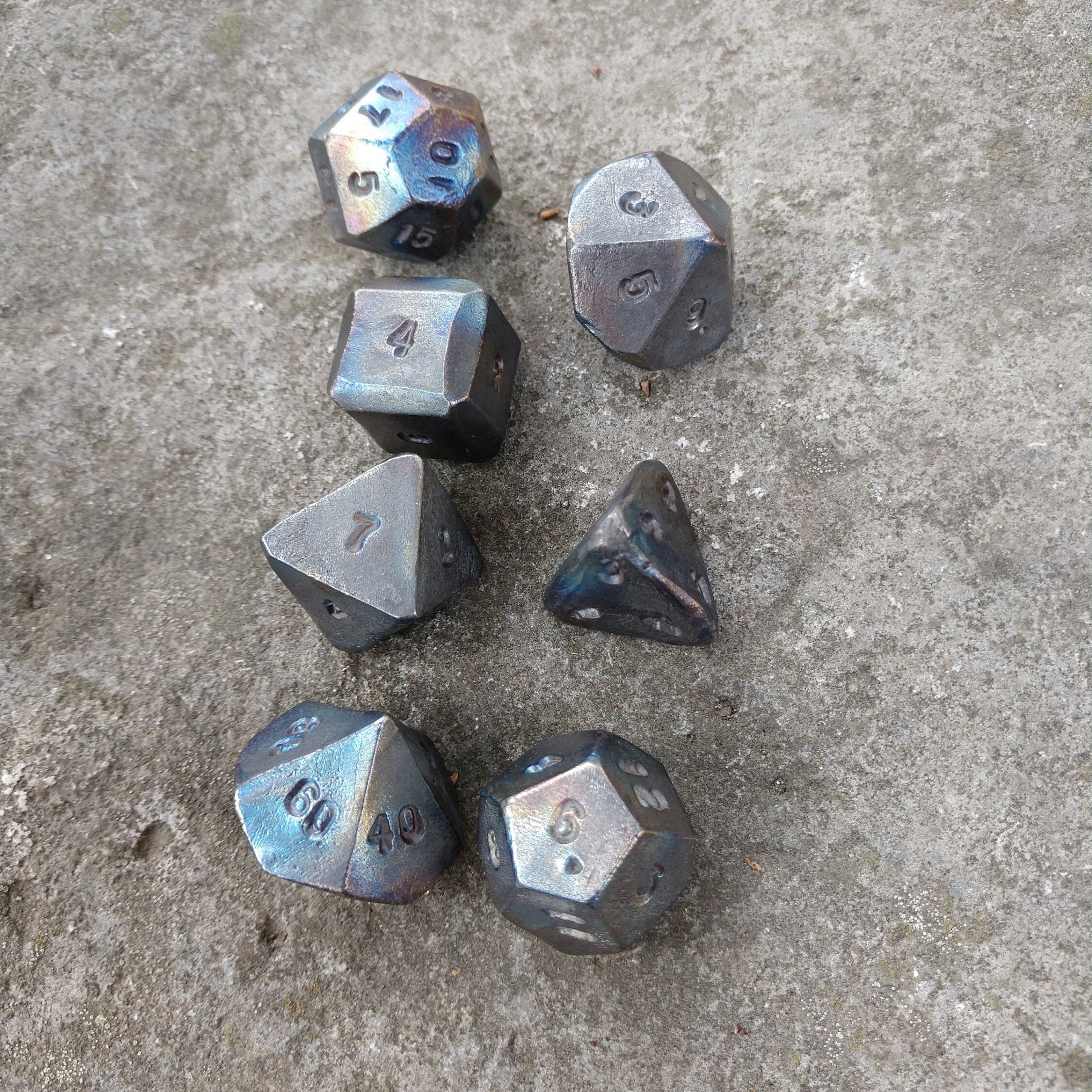 Hand Titanium Dice Set of 7 Dices D4 D6 D8 D10 Etsy