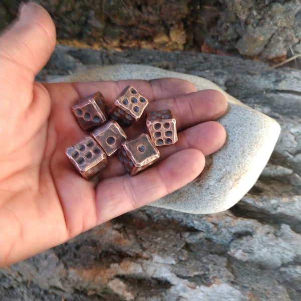 Copper dices, set of 6 dices, copper anniversary, dice games, tabletop gaming,board games, gift for him, summer games, 7th anniversary gifts