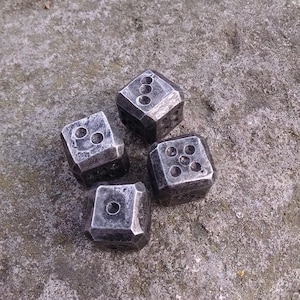 Iron dices, dices, set of 4 dices, dice games, tabletop gaming, board games, Forged dices, iron gift, gift for him, 6th anniversary, 6 year