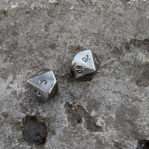 Stainless Steel dice, set of 2 dice, d00 dice, d10 dice, board games, DnD dice, tabletop gaming, dice games, Forged dices, Stainless Steel