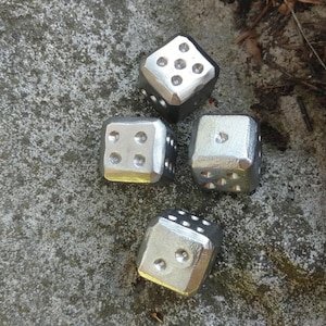 Steel dice, dices, stainless steel, set of 4 stainless steel dices, dice games, tabletop gaming, board games, 6th anniversary, handmade dice
