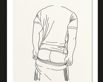 Nude Male Drawing | Etsy