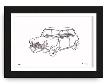 A5 Size Vintage Retro Old Car Watercolour Art Print A3 A4