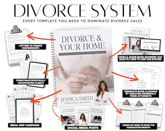 Real Estate Divorce System, Selling Your Home in Divorce, Realtor Marketing Bundle Template (Canva)