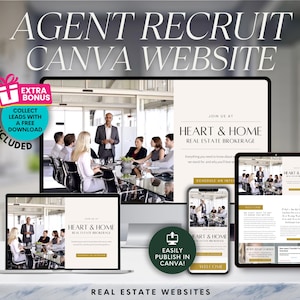Real Estate Recruiting Landing Pages, Realtor Marketing, Real Estate Template, Agent Recruiting, Real Estate Broker, Canva Template