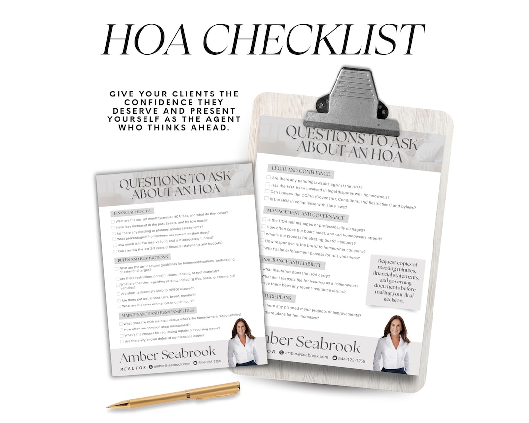 Hoa Questions Real Estate HOA Checklist Template, Questions to Ask About Homeowner ...