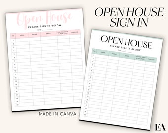 Bearbeitbares Open House-Anmeldeblatt, Makler Open House-Formular, Wohnungsmarkting, druckbare Wohnung, Canva-Vorlage, Sofort-Download