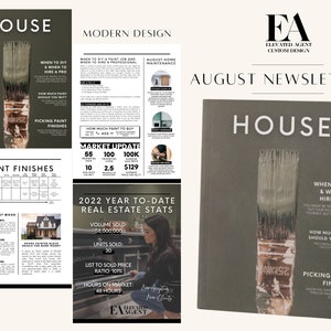 Luxury Real Estate Newsletter, August Newsletter, Realtor Newsletter, Modern Real Estate Marketing, Farming Newsletter, Real Estate Template