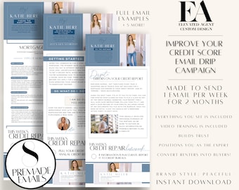 Improve Your Credit Email Drip Campaign, Real Estate Email Template, Realtor Marketing, Real Estate Email Campaign, Realtor Email, Canva