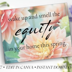 Real Estate Hello Spring Postcard, Realtor Spring Card, Realtor Farming Card, Real estate marketing, Editable, Canva, Instant Download