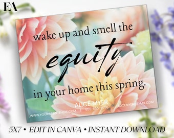 Real Estate Hello Spring Postcard, Realtor Spring Card, Realtor Farming Card, Real estate marketing, Editable, Canva, Instant Download