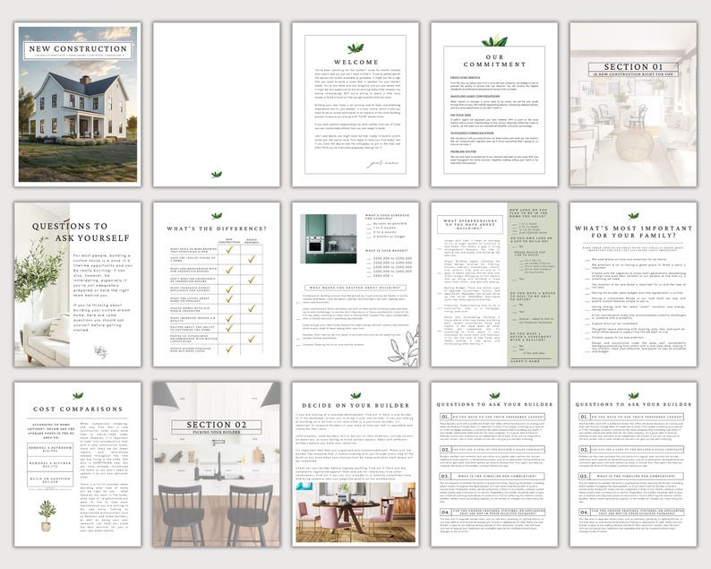 New Construction Guide Real Estate Lead Magnet Home Buyer Template Realtor Tools Digital Download Real Estate Agent Marketing Materials Client Education Canva Real Estate Template