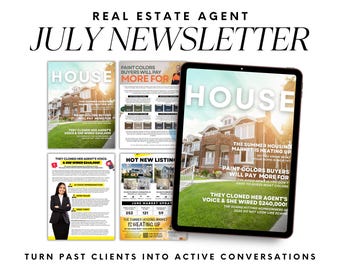 Real Estate July Newsletter Template, Realtor Marketing (Canva)