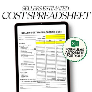 Home Seller Closing Cost Spreadsheet Real Estate Excel Spreadsheet Seller Net Sheet Closing Cost Calculator Realtor Budget Spreadsheet