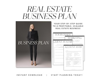 Real Estate Business Plan Template, Real Estate Marketing, Marketing Plan, Agent Business Plan, Real Estate Planner, Realtor Goal Tracker